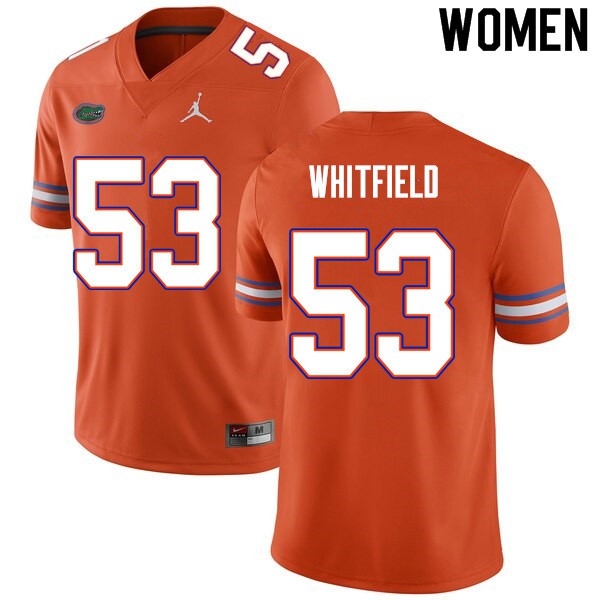 Women #53 Chase Whitfield Florida Gators College Football Jersey Orange